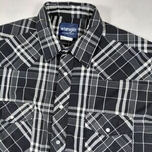 Vintage Wrangler Western Shirts Mens Large Plaid S/S Pearl Snap Button Shirt